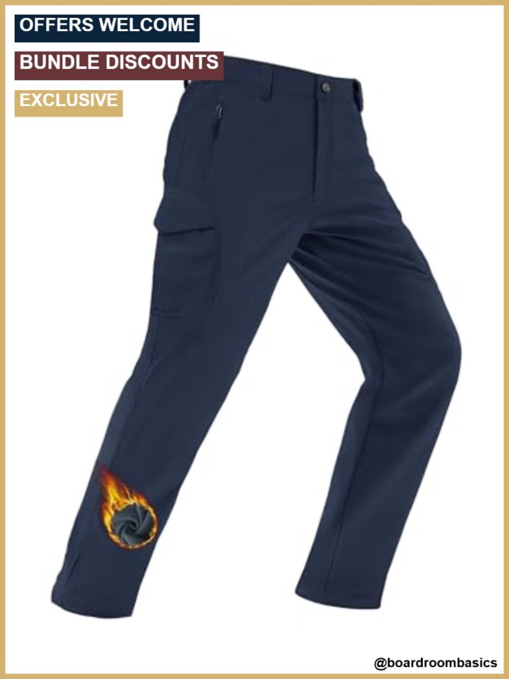Men's Snow Pants Fleece Lined Softshell Winter Ski Pants Water Resistant 4